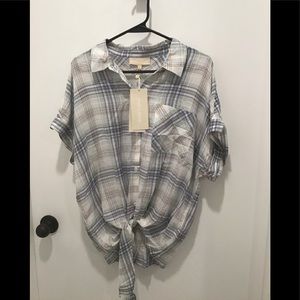 Grand & Greene blouse tie front size L